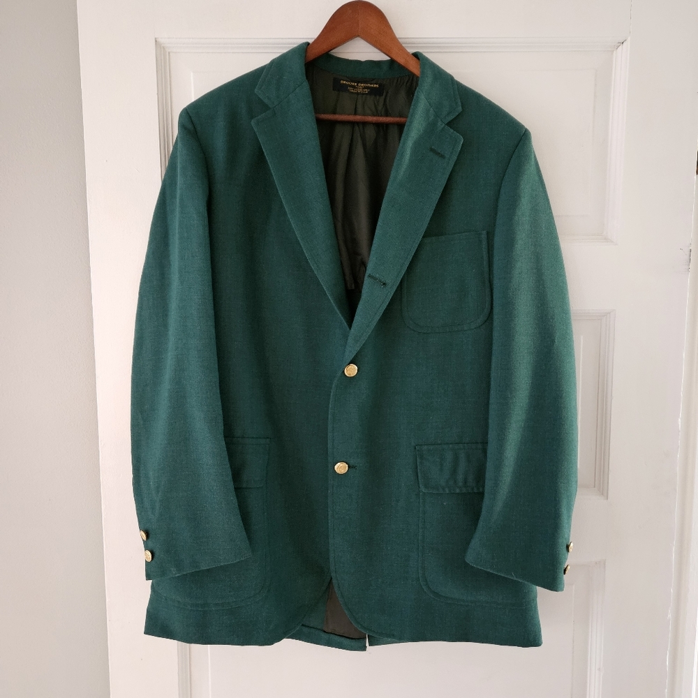 Brooks Brothers blazer jacket size 42 L hunter green with gold buttons